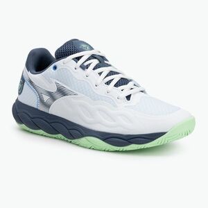 Férfi teniszcipő Mizuno Wave Enforce Court AC white/ vintage indigo/ neo mint (Wave Enforce Court AC 61GA243237) kép