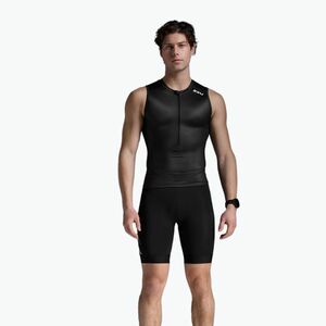 Férfi kerékpáros tank top 2XU Core Tri Tank fekete/fehér (Core Tri Tank MT7399A) kép