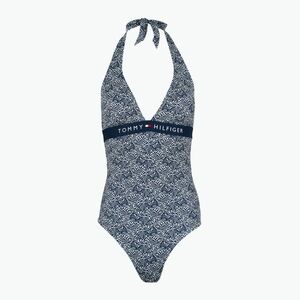 Tommy Hilfiger női egyrészes fürdőruha Halter One Piece Rp Print illusztrált hullám sötét éjszakai tengerészgyalogság (Halter One Piece Rp Print UW0UW059620YB) kép