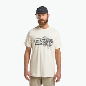 Jack Wolfskin férfi póló Jack Wolfskin Brand T wood cotton fehér (Brand T A64116_T0296) kép
