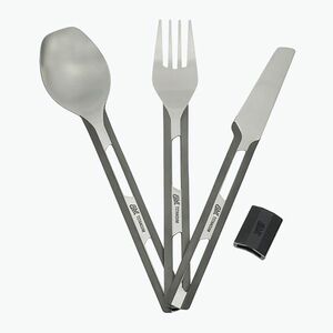 Esbit 3 db titán evőeszköz-készlet szilikon hüvely és zseb (-Pcs Titanium Cutlery-Set W/ Silicon Sleeve And Pocket TC4-TI) kép