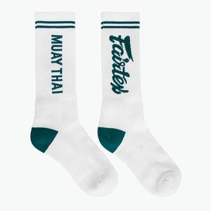 Fairtex "Muay Thai" zokni fehér/zöld (Muay Thai SOCK1-WH-GN) kép