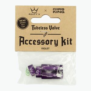 Peaty's X Chris King MK2 MK2 Tubeless szelepek kiegészítő készlet lila (X Chris King MK2 Tubeless Valves Accessory Kit PTV2-ACCS-VLT-12) kép