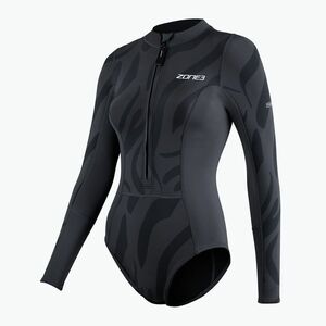 Női egyrészes fürdőruha ZONE3 Yulex fekete/szürke (Yulex NA24WYLSS101) kép