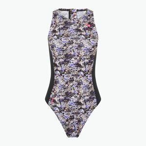 Női egyrészes fürdőruha ZONE3 Pacific Koa Koa High Neck fekete/zöld (Pacific Koa High Neck SW23WPKHN101) kép