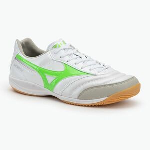 Mizuno Morelia Sala Elite IN férfi futballcipő fehér/neonzöld/galaxy ezüst (Morelia Sala Elite IN Q1GA251237) kép