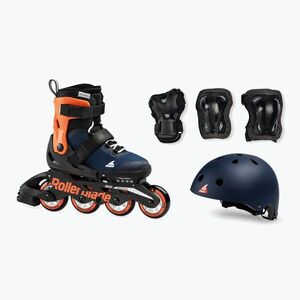 Rollerblade Microblade Cube Jr éjkék/meleg narancssárga gyerek görkorcsolya sisakkal és protektorokkal (Microblade Cube Jr 07221500174) kép