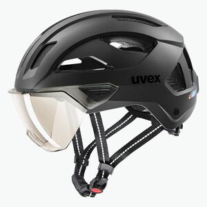 Kerékpáros sisak UVEX Stride Visor fekete matt/litemirror ezüst (Stride Visor 41/0/731/01/15) kép