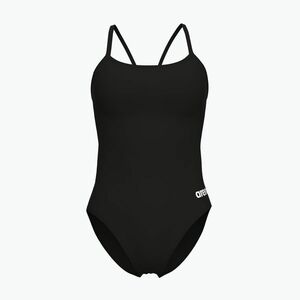 Női egyrészes fürdőruha arena csipke hátul egyszínű fekete/fehér (Lace Back Solid 004651/501) kép