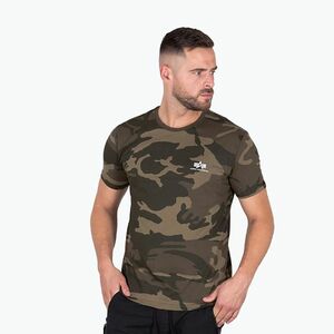 Férfi Alpha Industries Basic Small Logo Camo oliva színű póló (Basic Small Logo Camo 188505C) kép