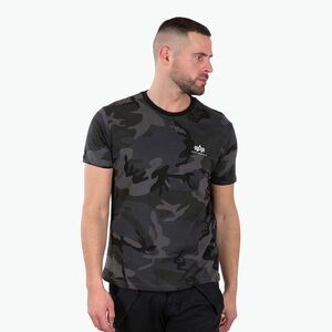 Férfi Alpha Industries Basic Small Logo Camo fekete póló (Basic Small Logo Camo 188505C) kép