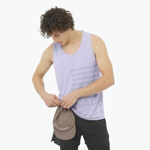 Férfi futó felső Salomon Sense Aero Singlet GFX kozmikus égbolt (Sense Aero Singlet GFX LC2693100) kép