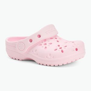 Crocs Classic Floral Cutout Clog Gyerekek Gyermek flip flop rózsaszín tej (Classic Floral Cutout Clog Kids Toddler 210944-6ZW) kép