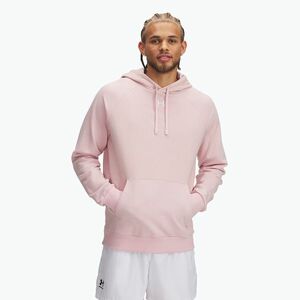 Férfi Under Armour Rival Fleece kapucnis pulóver prím rózsaszín/fehér (Rival Fleece Hoodie 1379757-647) kép