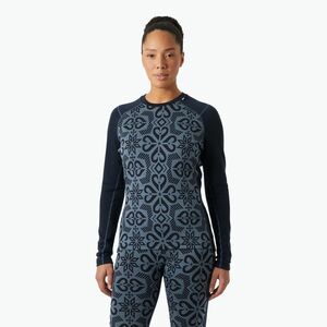 Helly Hansen Lifa Merino Midweight Graphic Crew navy nordic rose aop női hosszú ujjú termálruha (Lifa Merino Midweight Graphic Crew 49379_600) kép
