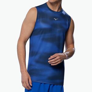Férfi futópóló Mizuno Core Graphic ujjatlan kék reflex kék (Core Graphic Sleeveless J2GAC01216) kép