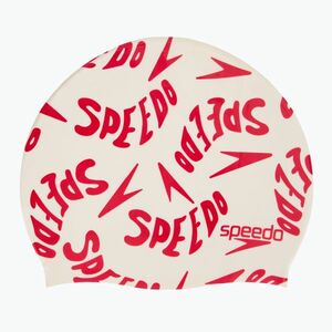 Speedo gyermek úszósapka Slogan Print fehér/piros (Slogan Print 8-08386C906) kép