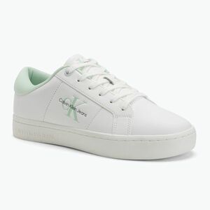 Calvin Klein női cipő YW0YW01444 Classic Cupsole Lowlaceup Lth Wn fényes fehér/holdfény jade (Classic Cupsole Lowlaceup Lth Wn YW0YW01444CHJ) kép