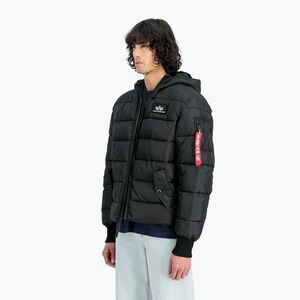 Férfi Alpha Industries kapucnis puffer dzseki Faux Down kabát fekete (Hooded Puffer Faux Down 11811303) kép