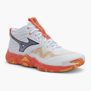 Röplabda cipő Mizuno Wave Momentum Elite Mid fehér/tüzes korall 2/citrus. Méret: 44.5 EU kép