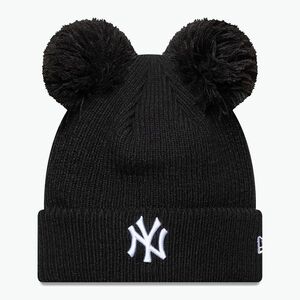 Női téli sapka New Era Double Pom Beanie New York Yankees fekete/fehér (Double Pom Beanie New York Yankees 60691354) kép