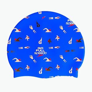 Speedo nyomtatott szilikon úszósapka speedo kék menj teljes sebességgel speedo úszók (Printed Silicone 8-0838500764) kép