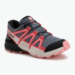 Gyerek futócipő Salomon Speedcross Waterproof grisaille/hushed violet/rouge red (Speedcross Waterproof L47856600) kép