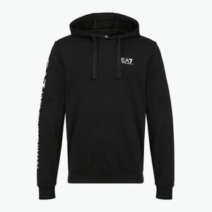 Férfi Emporio Armani EA7 Train Logo Series Extended Logo kapucnis pulóver fekete / fehér (Train Logo Series Extended Logo Hoodie) kép