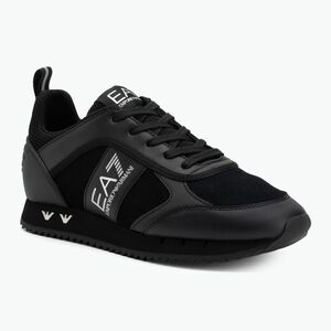 EA7 Emporio Armani fekete-fehér szarvasbőr tripla fekete micropunch cipők (Black & White Suede 7X000336-AF18612-MC061) kép