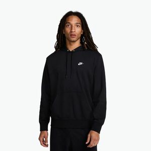 Férfi Nike Club French Terry pulóver kapucnis pulóver fekete/fekete/fehér (Club French Terry Pullover Hoodie FN3866-010) kép