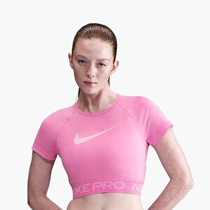 Nike Pro Dri-Fit Graphic Cropped Cropped játékos rózsaszín/rózsaszín hab/fehér női edzőfelső (Pro Dri-Fit Graphic Cropped HV3673-675) kép