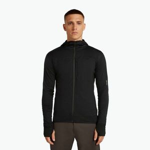 Férfi Icebreaker Merino Blend 300 RealFleece Descender Zip kapucnis pulóver fekete (Merino Blend 300 RealFleece Descender Zip Hoodie IB0A57CQ0011) kép