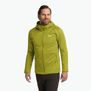 Férfi túrapulóver Jack Wolfskin Peak District kapucnis, teljes cipzáras, chartreuse (Peak District Hooded Full Zip A65272_M0053_A12) kép