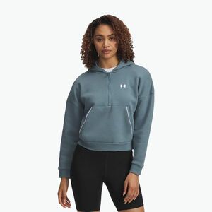 Női pulóver Under Armour Rival Fleece Piped HZ Hoodie jasper blue/white (Rival Fleece Piped HZ Hoodie 6003707-587) kép