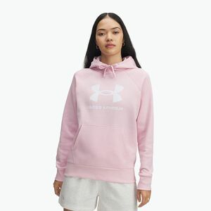 Női Under Armour Rival Fleece Big Logo kapucnis pulóver prime pink/white (Rival Fleece Big Logo Hoody 1379501-647) kép