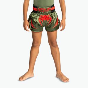 Gyerek edzőshort Venum Inferno Kids Muay Thai army green/orange (Inferno Kids Muay Thai VENUM-05607-001) kép