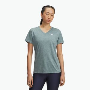 Női edzőpóló Under Armour Tech V-Twist jasper blue/white (Tech V-Twist 1384227-587) kép