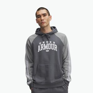 Férfi Under Armour Rival Fleece Colorblock kapucnis pulóver castlerock/mod gray/white (Rival Fleece Colorblock Hoodie 6003958-025) kép
