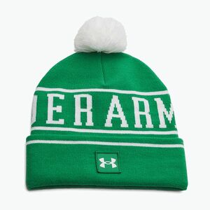 Férfi téli sapka Under Armour Halftime Pom Beanie team kelly green/white/white (Halftime Pom Beanie 1386634-305) kép