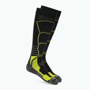Sízokni Mico Medium Weight Superthermo Natural Marino Ski black/fluorescent yellow (Medium Weight Superthermo Natural Marino Ski CA00115) kép