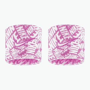 Frottír csuklópántok Nike Dri-Fit Swoosh Classic Printed Wristbands 2 db playful pink/white/white (Dri-Fit Swoosh Classic Printed Wristbands N1012408-638) kép