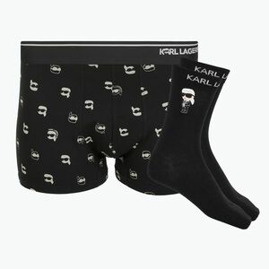 Férfi boxeralsó + zokni szett KARL LAGERFELD Ikon Trunk aop karl dot black (Ikon Trunk A4M47023) kép