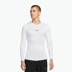 Férfi hosszú ujjú edzőfelső Nike Pro Dri-Fit Tight Fitness white/black (Pro Dri-Fit Tight Fitness FB7919-100) kép