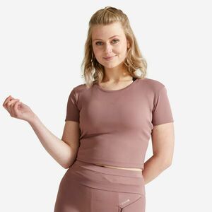 Domyos Női crop top póló fitneszhez, 520-as, barna kép