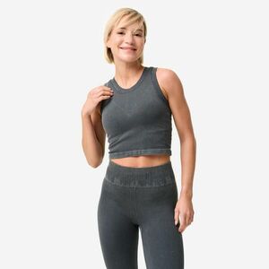 Decathlon Női jóga ujjatlan póló, bordázott anyag, bevarrt melltartóval kép