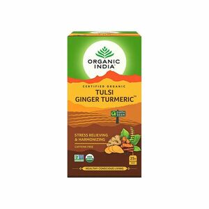 Tulsi TURMERIC GINGER Kurkuma Gyömbér, filteres bio tea, 25 filter - Organic India kép