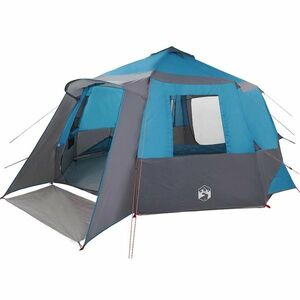 vidaXL Cabin Tent 12-Person tetővel Kék és Szürke 500 x 500 x 294 cm kép