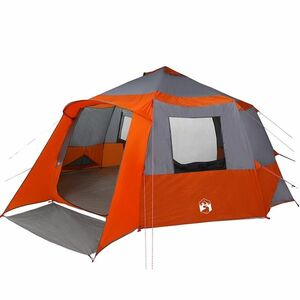 vidaXL Cabin Tent 12-Person Szürke és narancs 500 x 500 x 294 cm kép