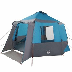 vidaXL Cabin Tent 12-Person tetővel Kék és Szürke 405 x 405 x 273 cm kép