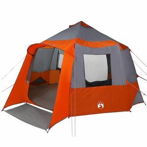 vidaXL Cabin Tent 12-Person Szürke és narancs 405 x 405 x 273 cm kép